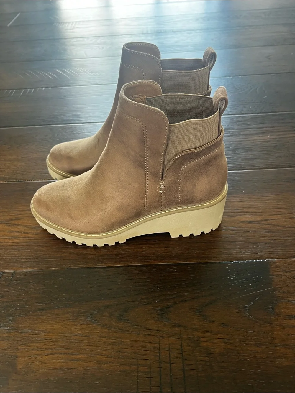 Rielle wedge lug bootie in truffle